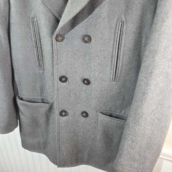 Ralph Lauren Men’s Gray Wool Blend Double Breasted Peacoat Jacket Coat 44 Long - Picture 6 of 13